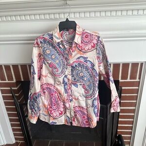 Chico's Pink and Blue Paisley Button Down Shirt